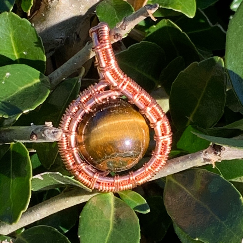 2/$10.Handwoven Copper wire wrapped Tigers Eye